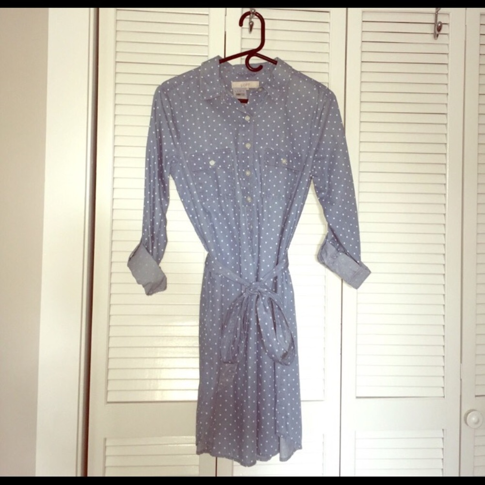 NWT LOFT Denim Chambray Shirt Dress